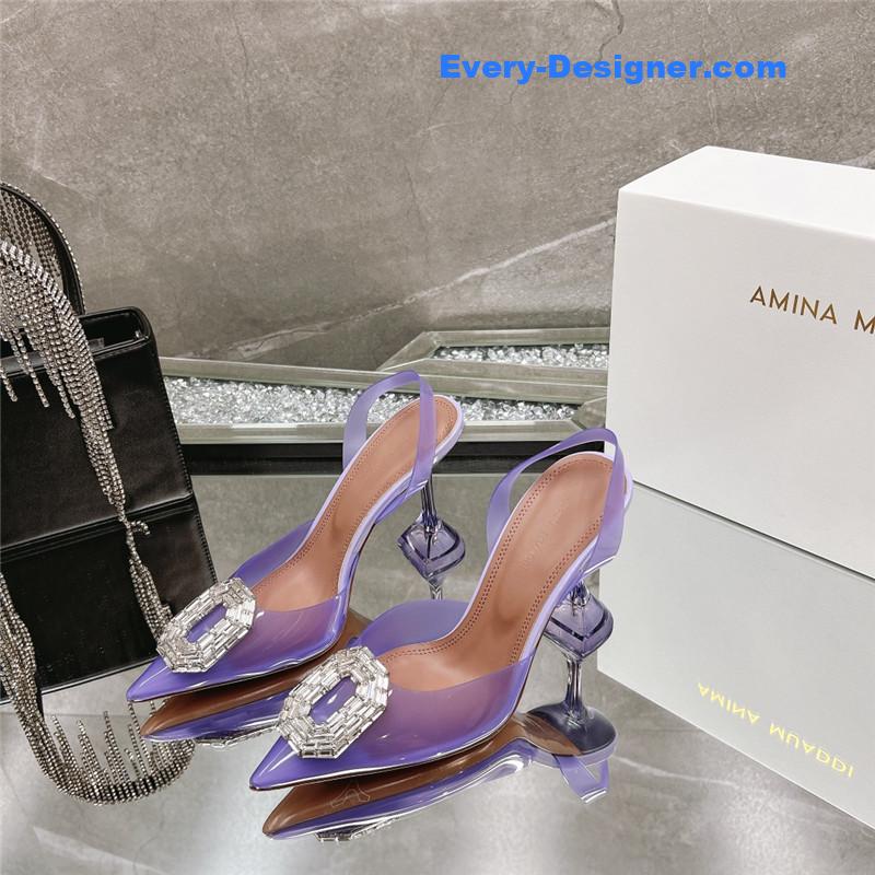AMINA MUADDI rhinestone buckle heeled sandals