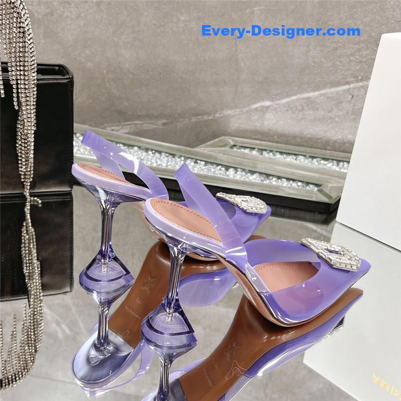 AMINA MUADDI rhinestone buckle heeled sandals