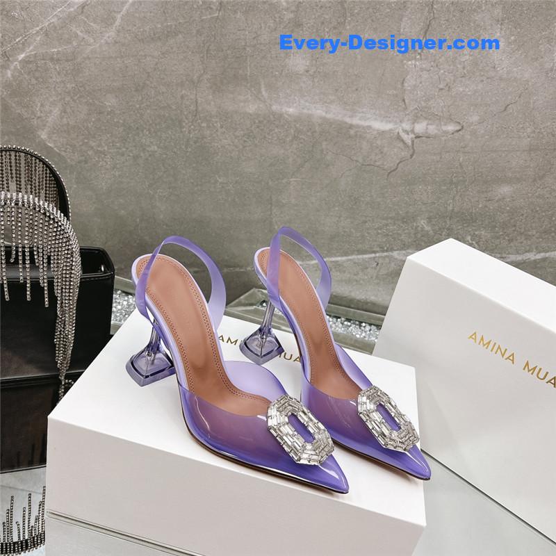 AMINA MUADDI rhinestone buckle heeled sandals