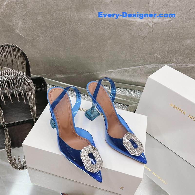 AMINA MUADDI rhinestone buckle heeled sandals