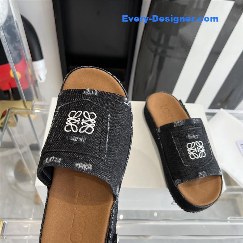 L0ew* denim slippers
