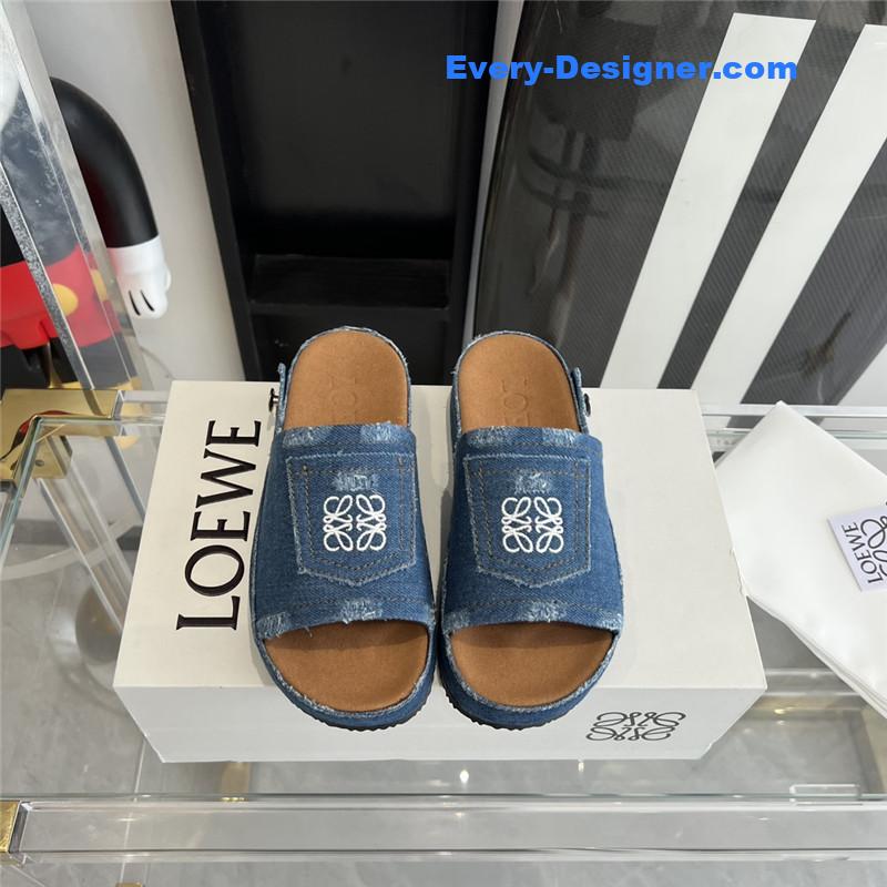L0ew* denim slippers