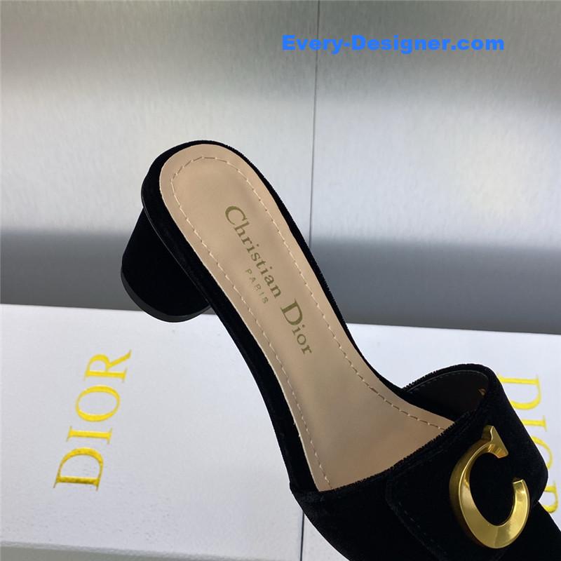 D10r cd letter logo metal buckle flat color block sandals