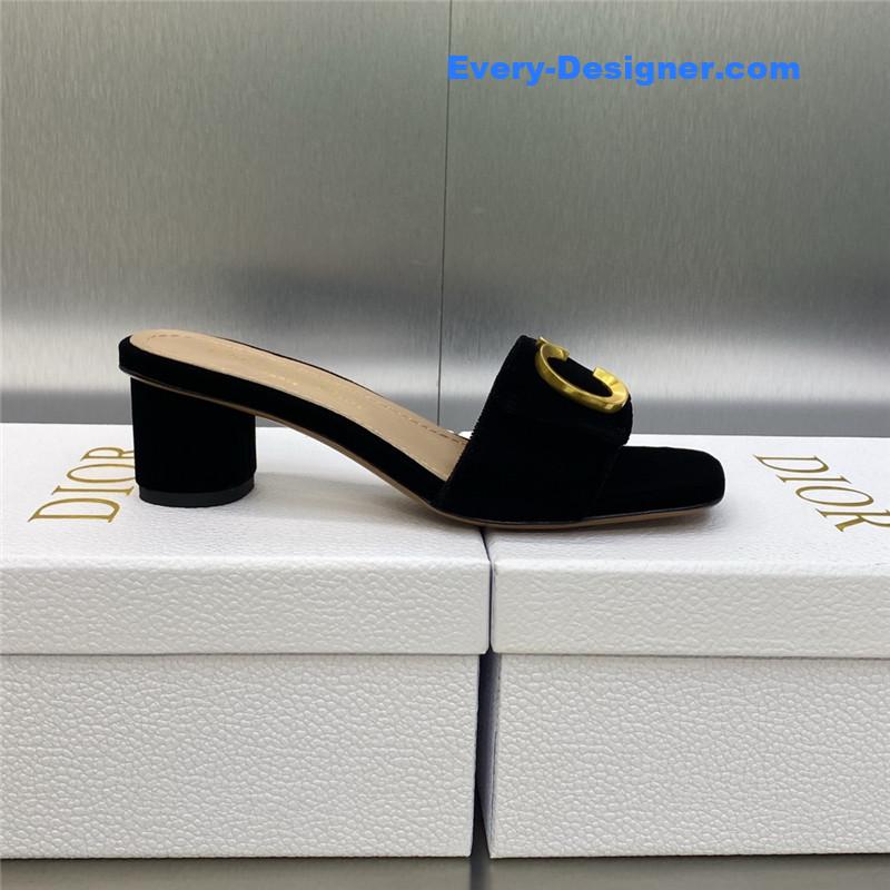 D10r cd letter logo metal buckle flat color block sandals