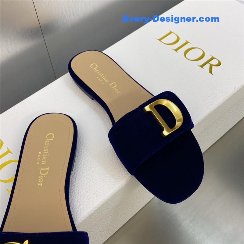 D10r cd letter logo metal buckle flat color block sandals