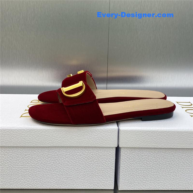 D10r cd letter logo metal buckle flat color block sandals