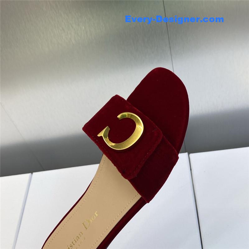 D10r cd letter logo metal buckle flat color block sandals