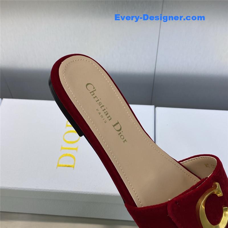 D10r cd letter logo metal buckle flat color block sandals