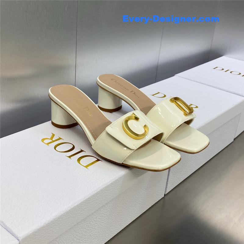 D10r cd letter logo metal buckle flat color block sandals