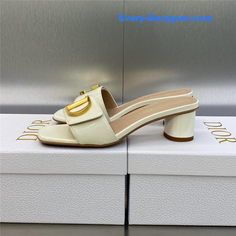 D10r cd letter logo metal buckle flat color block sandals