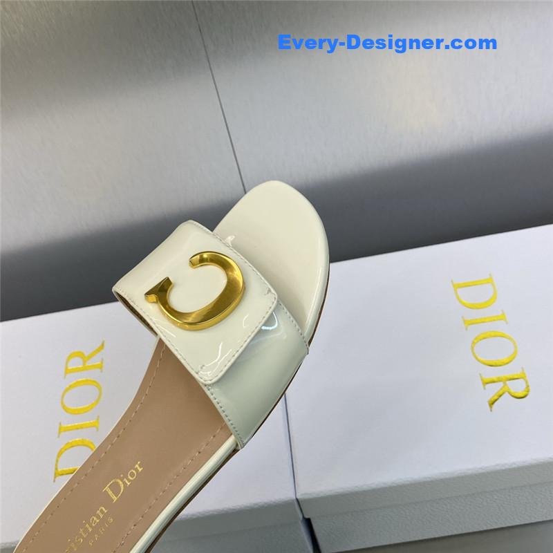 D10r cd letter logo metal buckle flat color block sandals