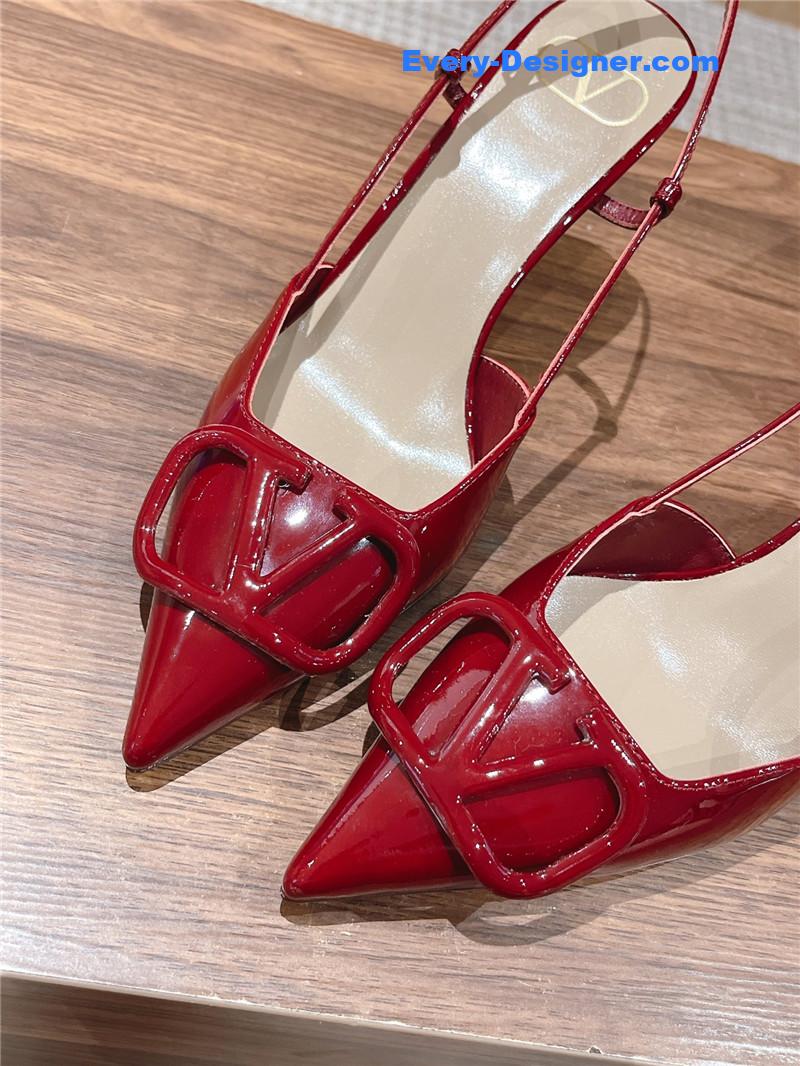 Va1e*ntin0 v buckle kitten heel sandals