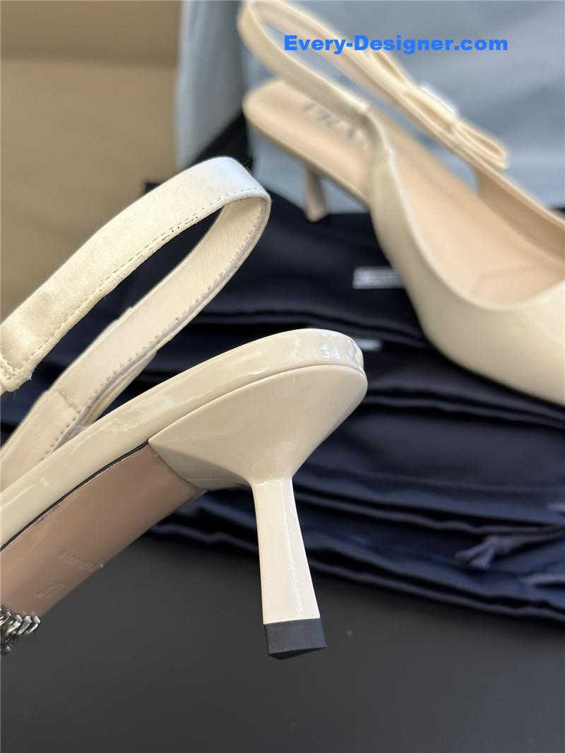 Pra*a paneled satin bow pumps