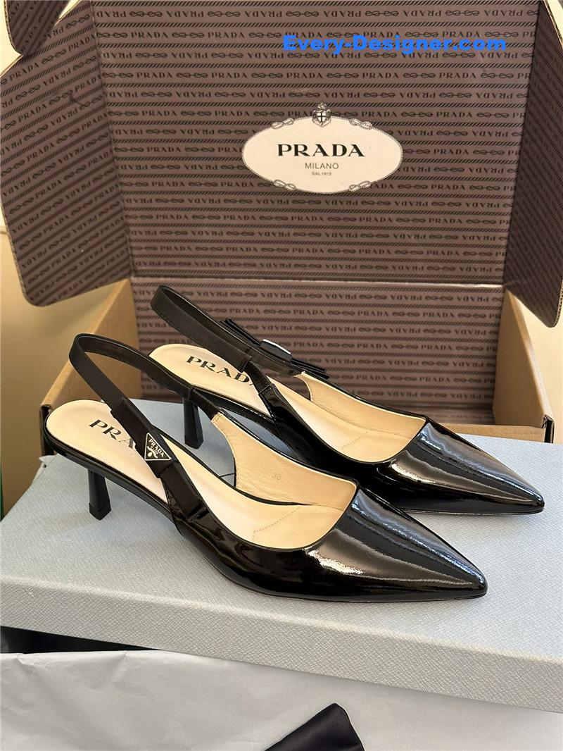 Pra*a paneled satin bow pumps