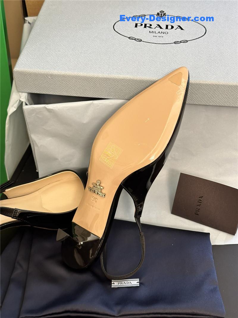 Pra*a paneled satin bow pumps