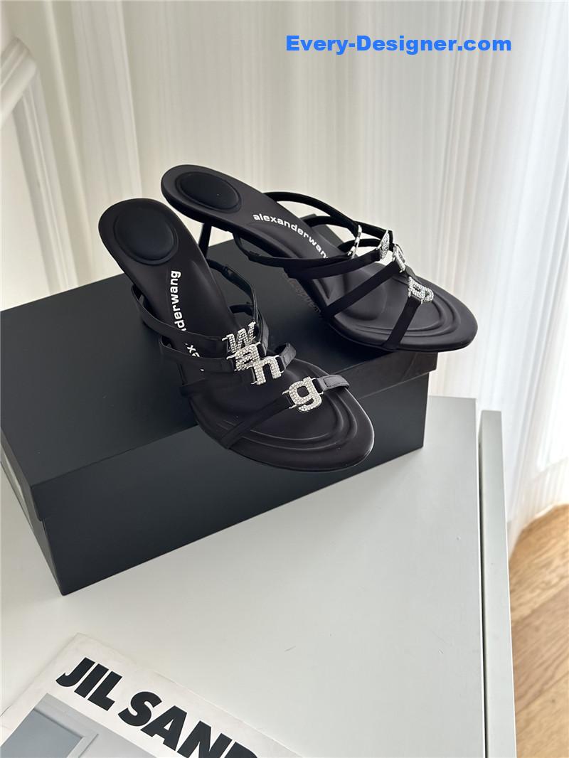 A1exa*der wang rhinestone letter high heel slippers