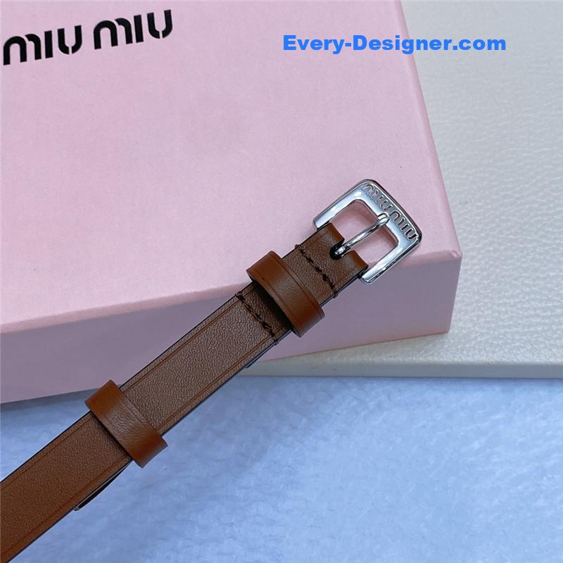 M1um1u metal perforated micro-logo leather belt