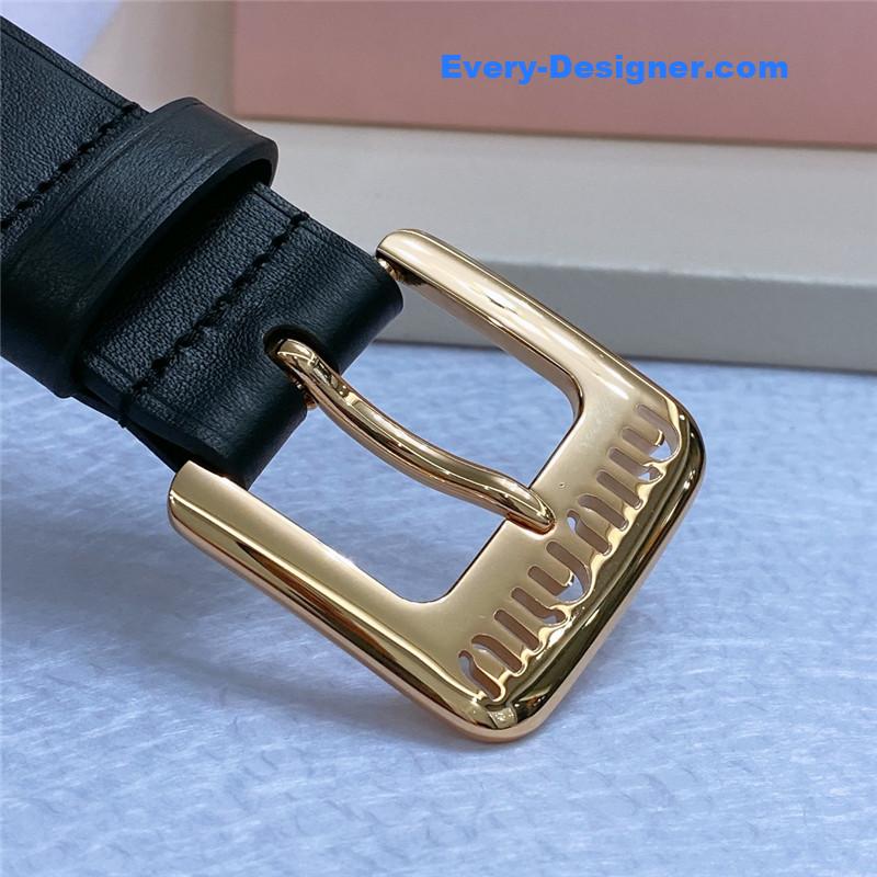 M1um1u metal perforated micro-logo leather belt