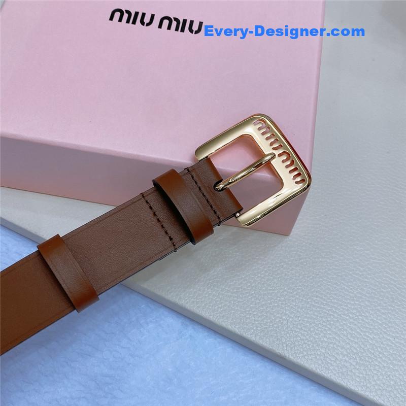 M1um1u metal perforated micro-logo leather belt