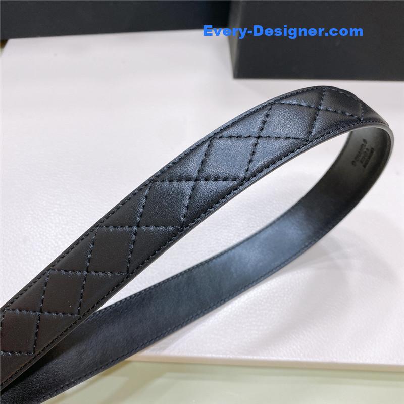 Ch**el black and white enamel double c logo belt
