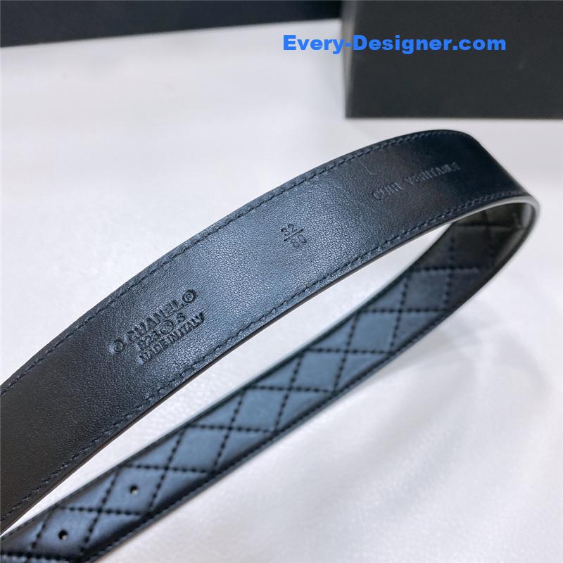 Ch**el black and white enamel double c logo belt
