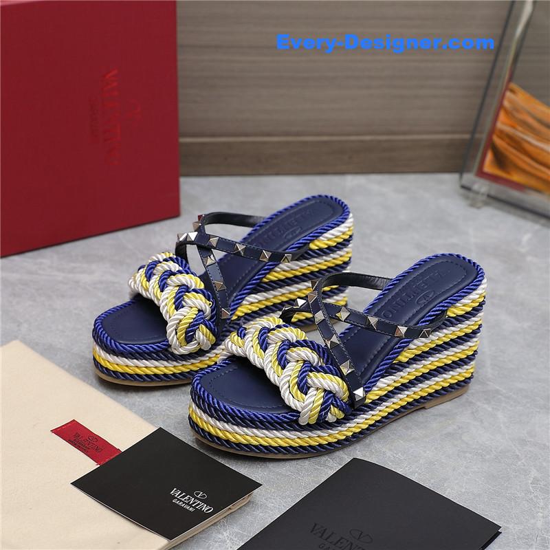Va1e*ntin0 rope studded wedge sandals