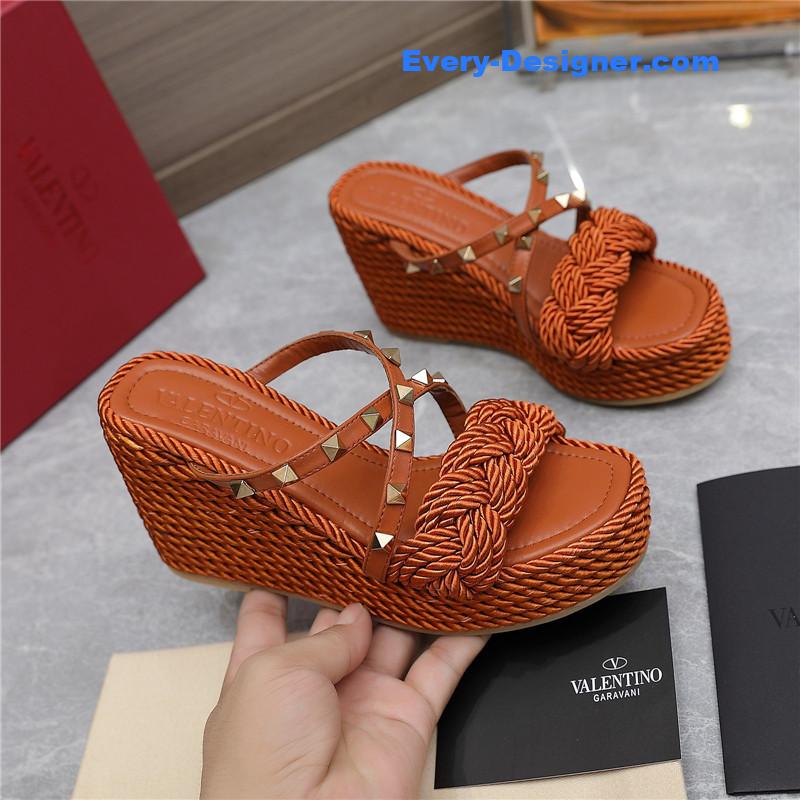 Va1e*ntin0 rope studded wedge sandals