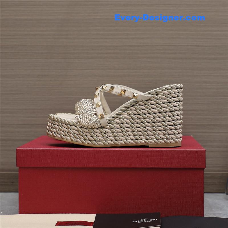 Va1e*ntin0 rope studded wedge sandals