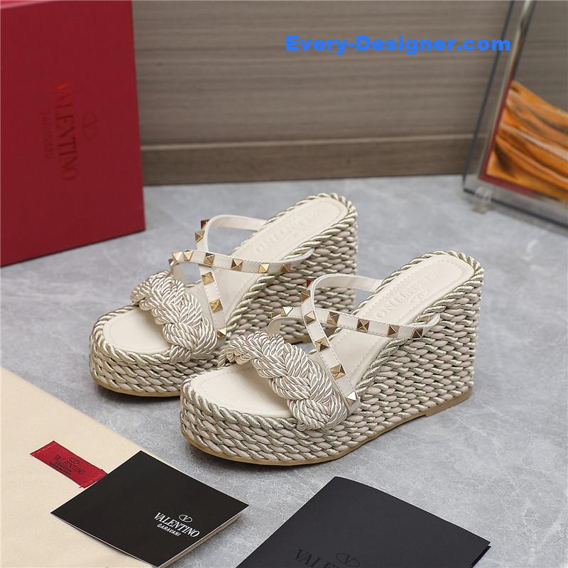 Va1e*ntin0 rope studded wedge sandals