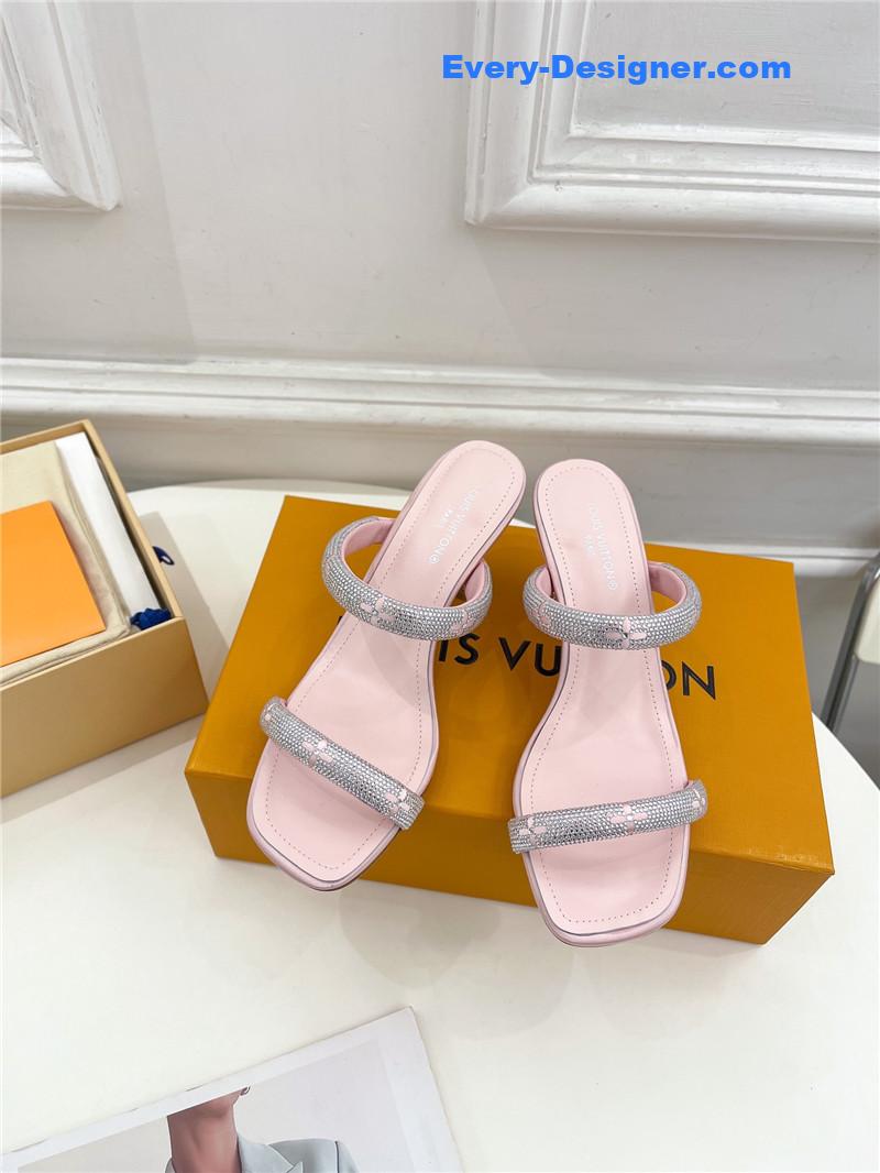l0vis vvtt0n lv square toe hot D1am0nd high-heeled slippers