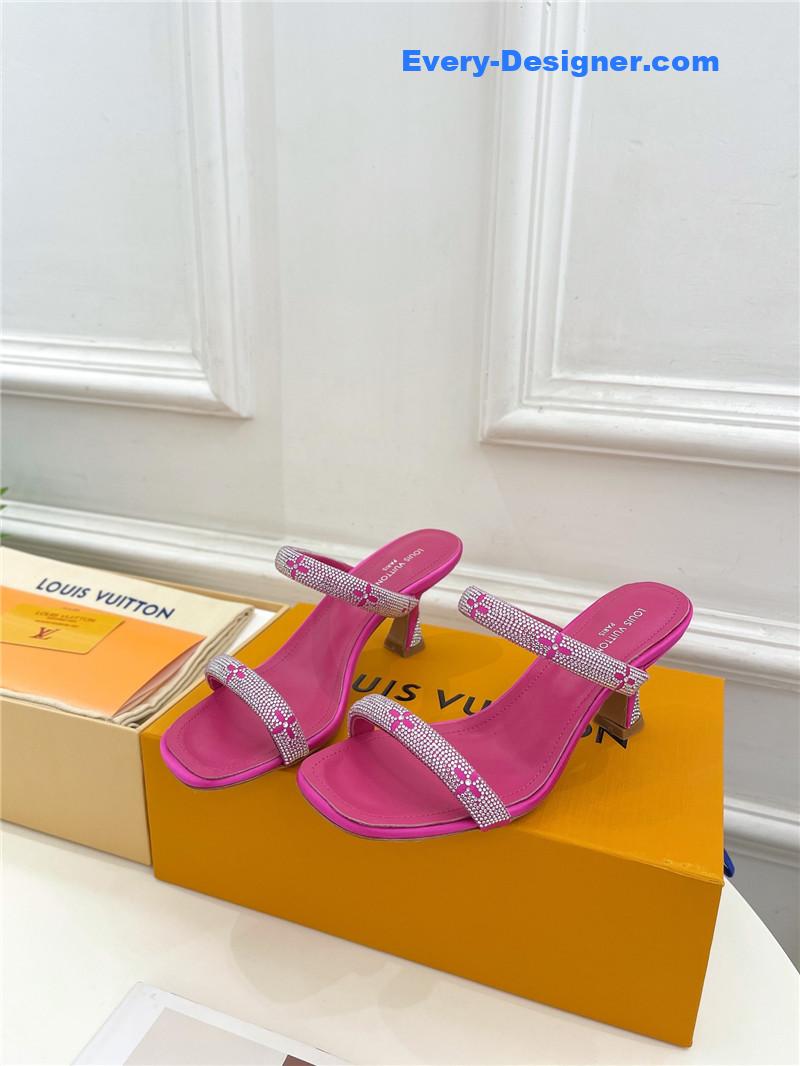 l0vis vvtt0n lv square toe hot D1am0nd high-heeled slippers