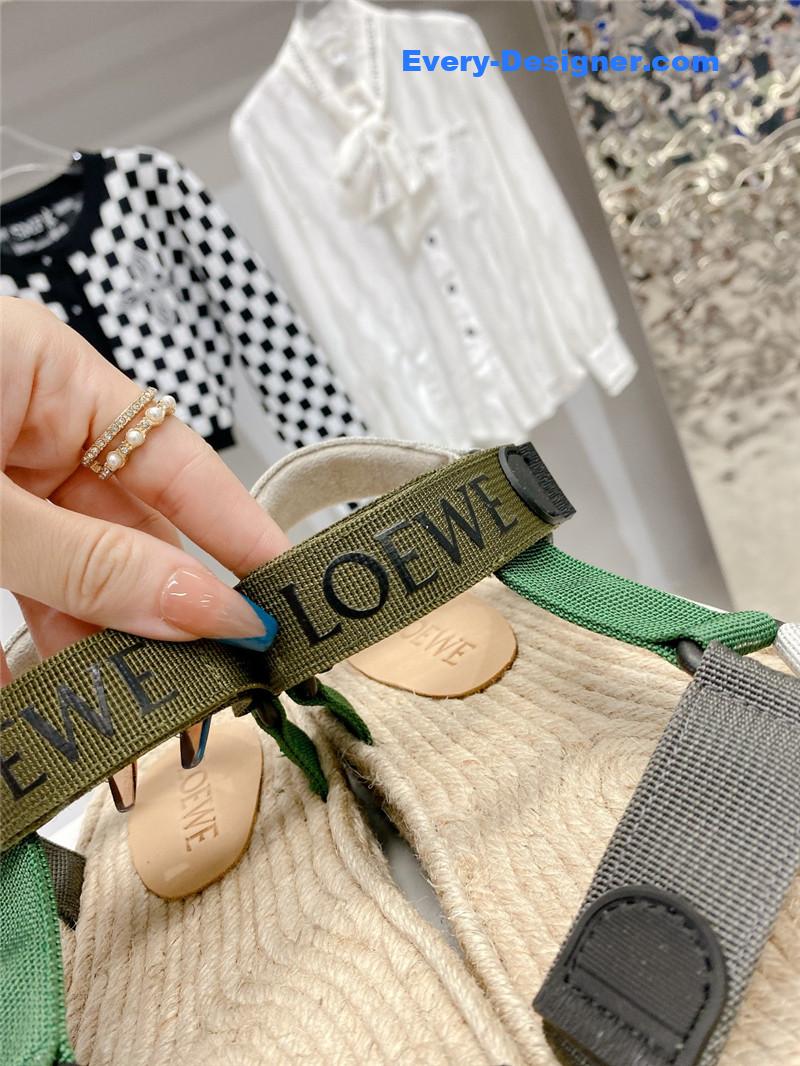 L0ew* new straw platform color block sandals
