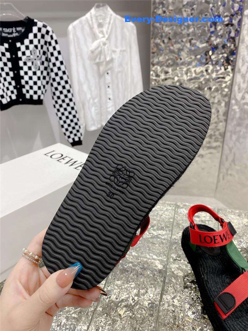 L0ew* new straw platform color block sandals