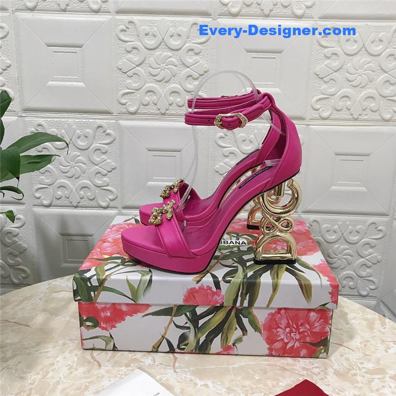 Dolce & Gabbana Baroque DG 105mm Fuchsia Leather Sandals