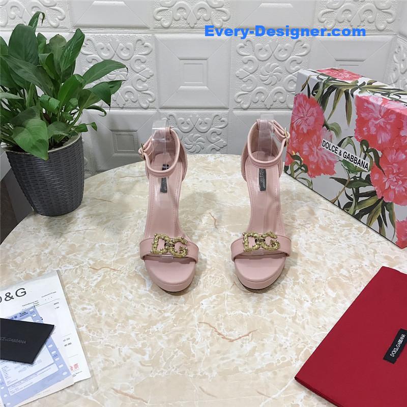 Dolce & Gabbana d&g platform DG big gold buckle heel sandals