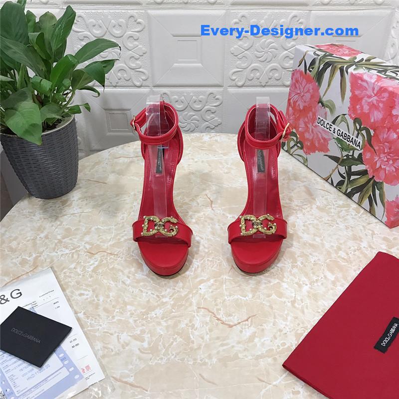 Dolce & Gabbana d&g platform DG big gold buckle heel sandals