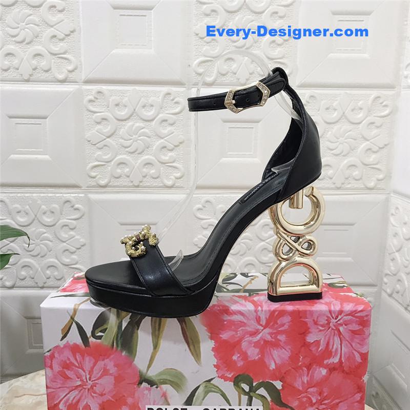 Dolce & Gabbana d&g platform DG big gold buckle heel sandals