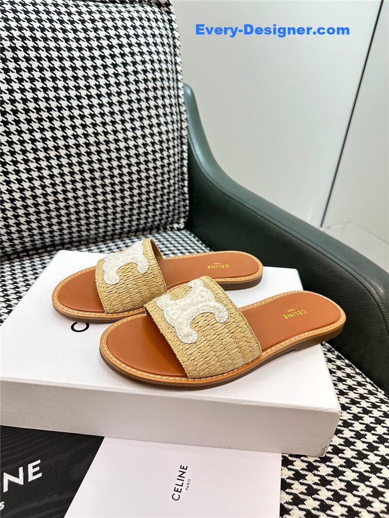 Ce1i*e british style flat micro logo sandals and slippers
