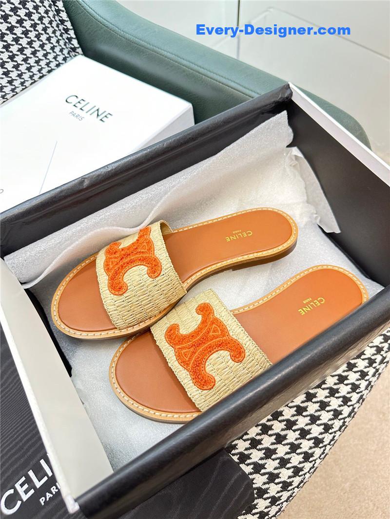 Ce1i*e british style flat micro logo sandals and slippers