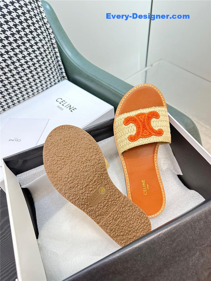 Ce1i*e british style flat micro logo sandals and slippers