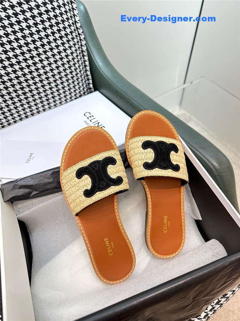 Ce1i*e british style flat micro logo sandals and slippers