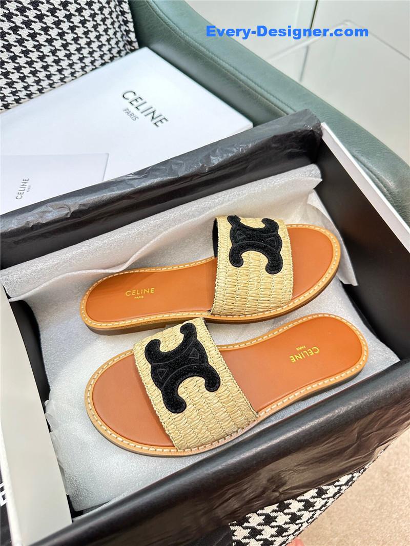 Ce1i*e british style flat micro logo sandals and slippers