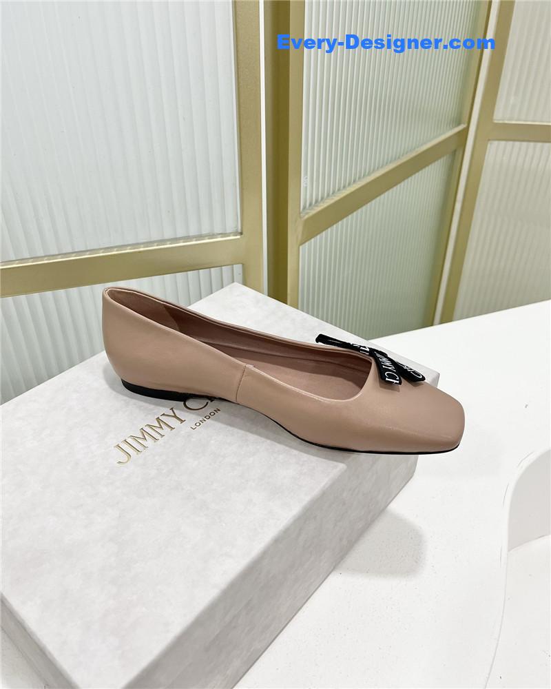 J1m*y Ch00 new logo print webbing square toe flat shoes