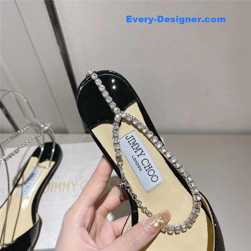 J1m*y Ch00 spring and summer crystal chain pumps