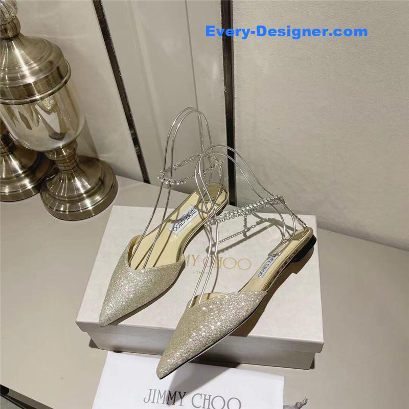 J1m*y Ch00 spring and summer crystal chain pumps