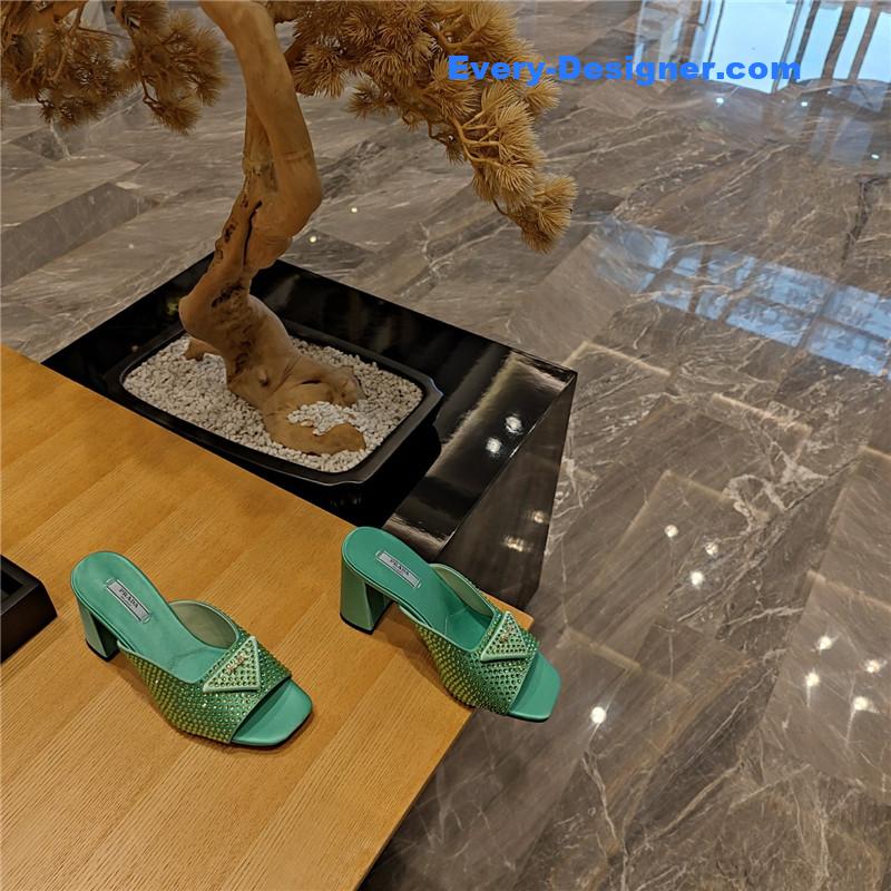 Pra*a block heel square toe sandals