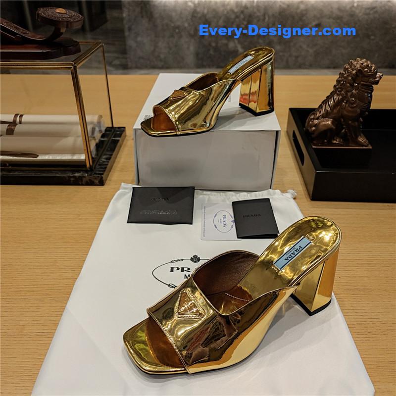 Pra*a block heel square toe sandals