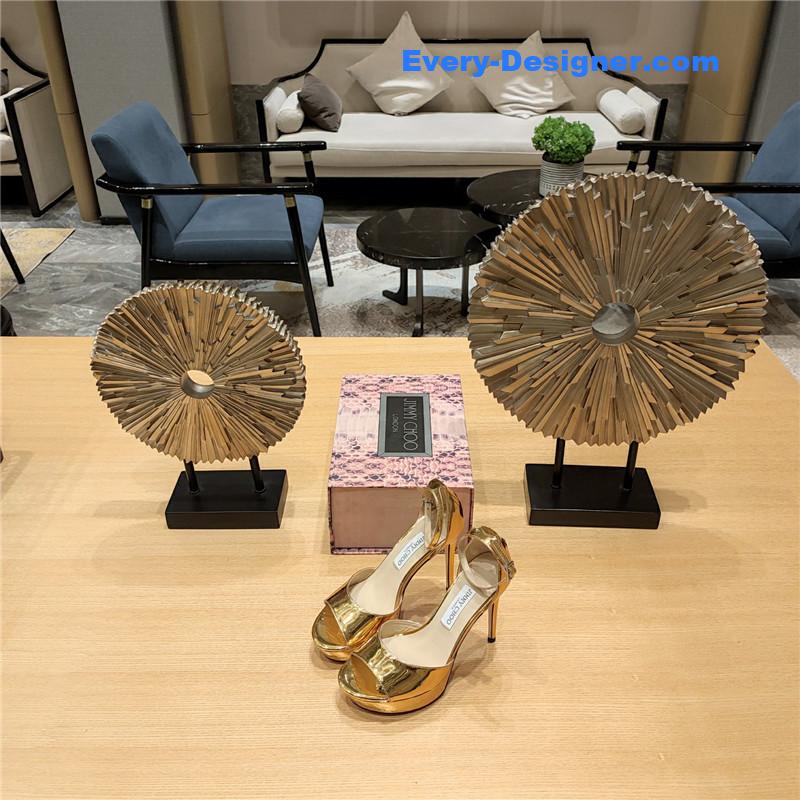 J1m*y Ch00 crystal chain heeled platform sandals