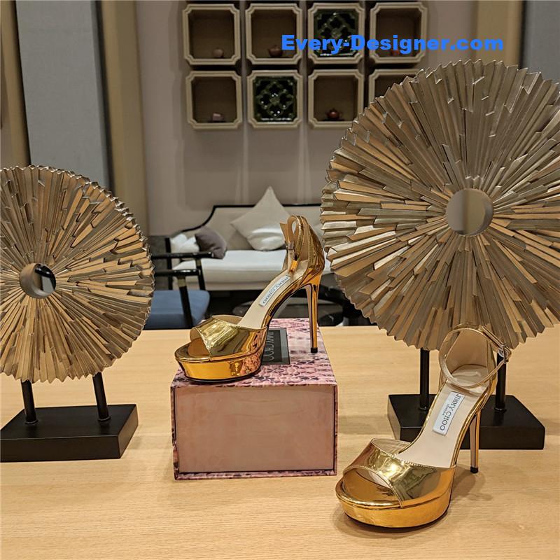J1m*y Ch00 crystal chain heeled platform sandals