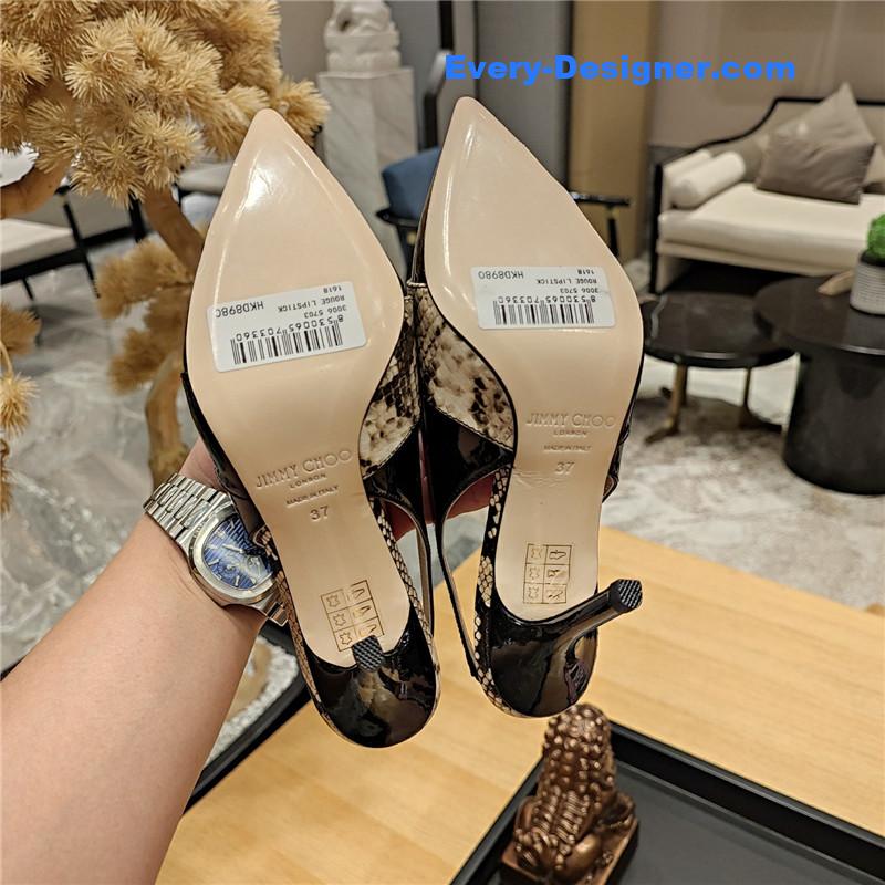 J1m*y Ch00 high-heeled hollow leather style pointed sandals